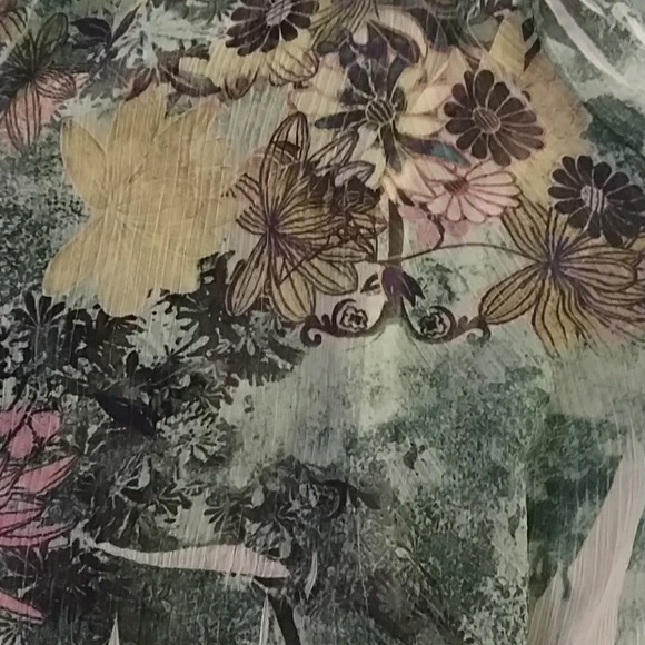 Boho Gypsy Floral Print Embroidered Tunic Top - Picture 4 of 8